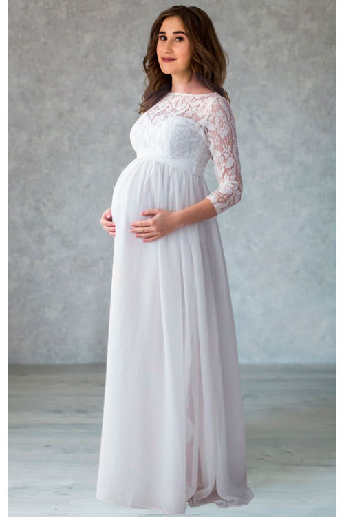 Свадебное платье с кружевом для беременных